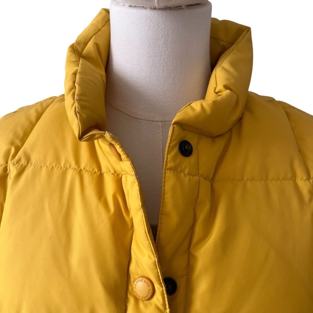 Vintage Lands’ End down button up puffer vest yellow nylon S - Picture 8 of 13